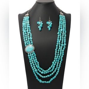 Zi collection MAVERICK turquoise necklace and earrings -paparazzi